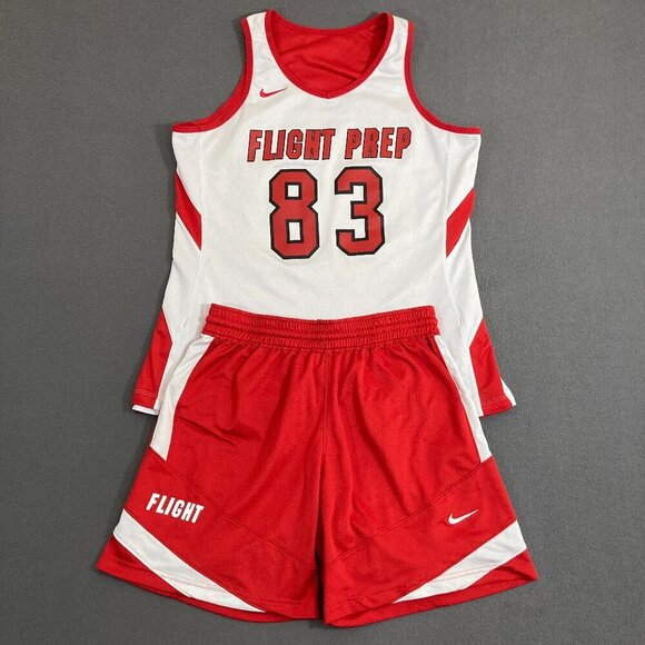 Nike Team Flight Prep Women’s Large Red Reversible Jersey and Shorts Basketball - Picture 1 of 16